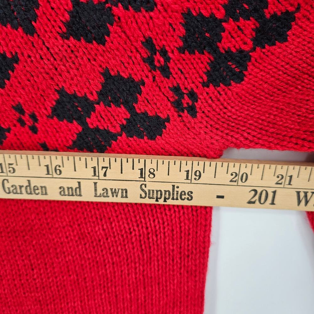 Tommy Hilfiger Red Black Fair Isle Knit Ski Winter Turtleneck Sweater S Holiday - Picture 6 of 8